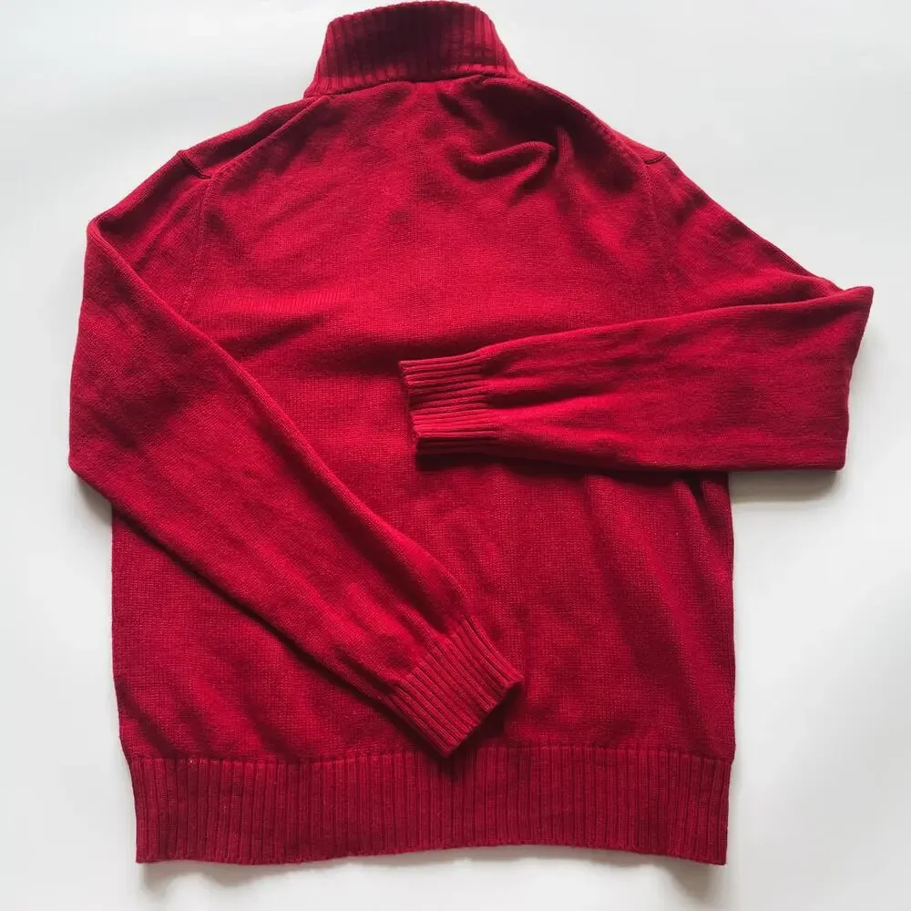 Men's Polo Ralph Lauren Red Quarter Zip Sweater Size Medium